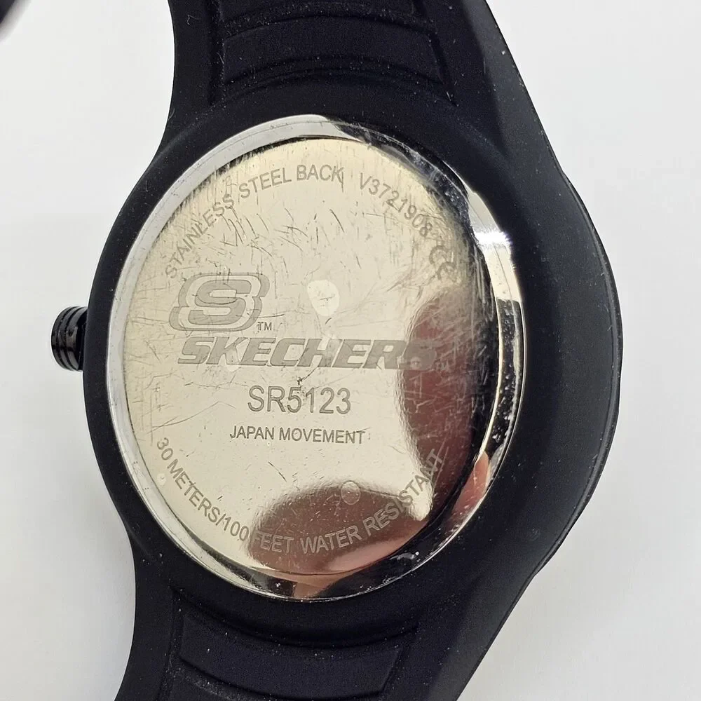 Skechers Unisex Watch‎ 42MM Black Dial Black Plastic Band Straps New Battery